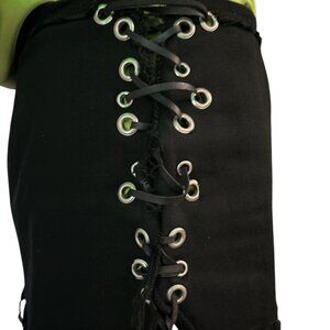 Luxury Alt Fashion: J Gerard Peace Gallery Denim Lace-Up Mini Skirt Sz0